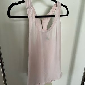 Express razor back tank in pale pink w/ zipper detail
